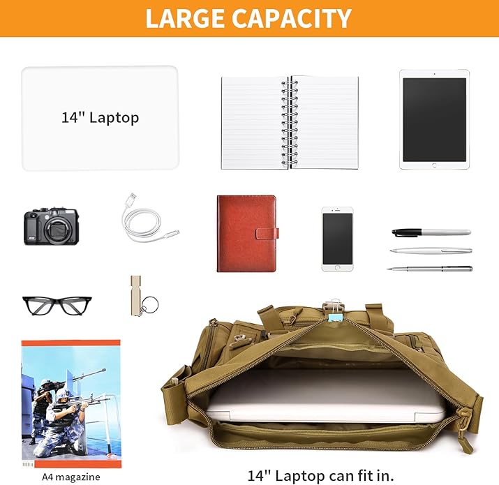 HUNTVP Messenger Bag Tactical Messenger Bag Men Canvas Shoulder Crossbody Military Laptop Bag for Work Outdoor Camping Hiking