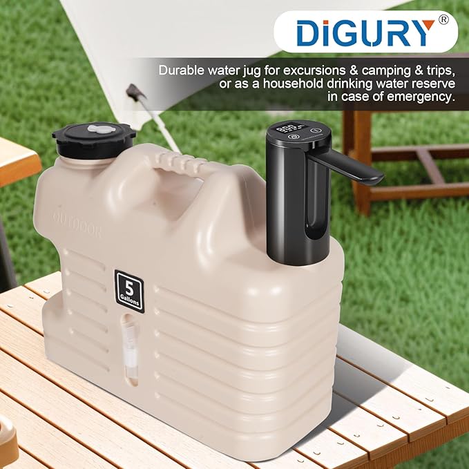 5 Gallon Water Jug with Electric Water Dispenser 2000mAh Automatic Type-C Rechargeable Water Pump BPA Free Camping Water Container Tank No Leakage