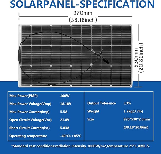 600W Solar Panel 12V Flexible Solar Panel 6pcs 100W Solar Panels Monocrystalline Suitable for Roofs Caravans Boats Solar Panels 600W