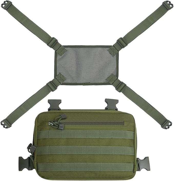 Maizoon Outdoor Tactical Chest Bag with Molle System Small Capacity 8 Liter Adjustable Shoulder Straps Ideal for Camping and Hunting Army Green
