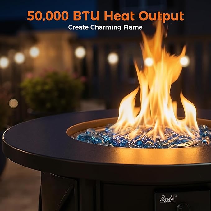 BALI OUTDOORS 50000 BTU Propane Fire Pit for Outdoor 30 in Fire Pit Table Outdoor Round Firepits for Outside Backyard Patio