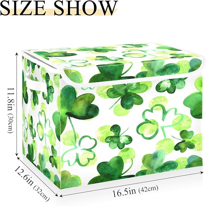 Lucky Leaf Fabric Storage Bins with Lids and HandleFoldable Storage Bins with LidsCloset Organizers for Clothes Storage Room Organization Office Storage Chest Organizer