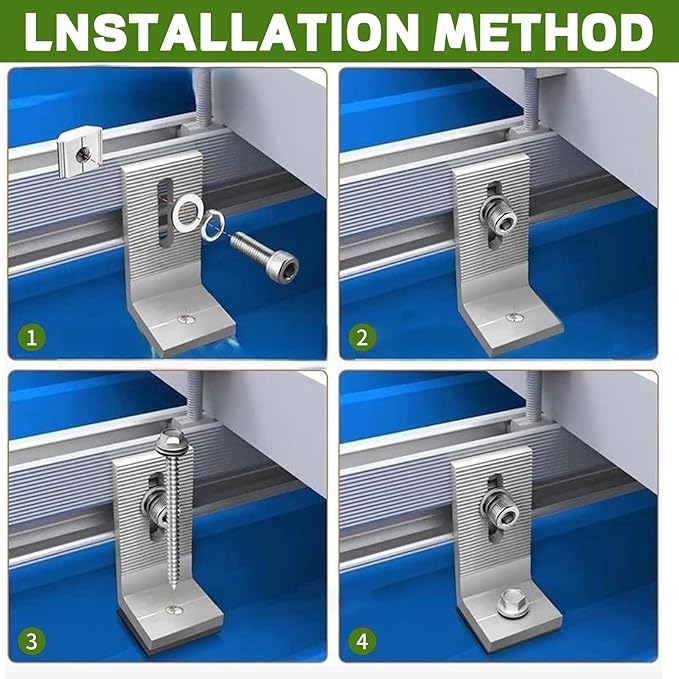 12 Pack Solar Mount L-Bracket with Hardware Aluminum Alloy Photovoltaic Solar Panel Mounting L Brackets for RV Boat Off Grid Roof Motor Home Roof