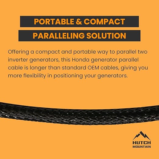 Hutch Mountain Parallel Cable Compatible with Honda Generator EU2200i 1000i 2000i – Heavy Duty Cable for Doubling Power – Inverter Generator Parallel Kit for RV Camping &amp Emergency Power