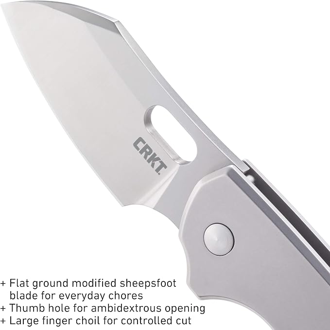 CRKT Pilar EDC Folding Pocket Knife: Compact Everyday Carry Satin Blade with Finger Choil Thumb Slot Open Frame Lock Stainless Handle Reversible Pocket Clip 5311