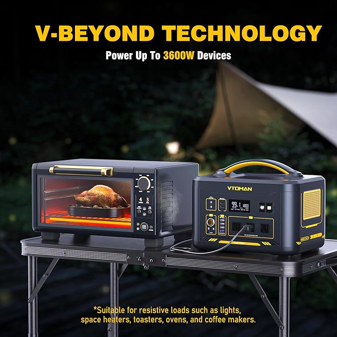 VTOMAN Jump 1800 Portable Power Station with 110W Solar Panel 1548Wh LFP Battery 1800W AC Outlets (3600W Peak) /100W USB-C Output Fast Charge Large Solar Generator for for Outdoor Camping Backup