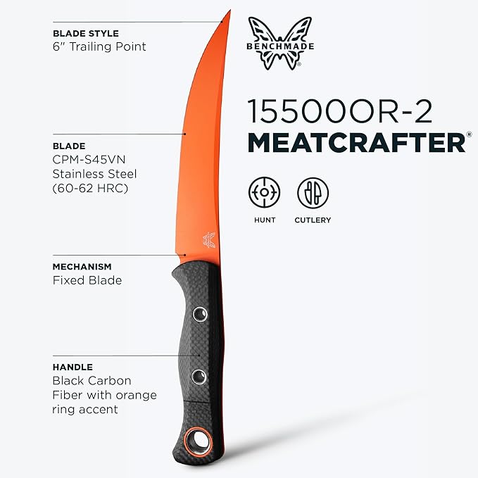 Benchmade - MeatCrafter 15500 Hunting and Cutlery Knife with Black Carbon Fiber Handle (15500OR-2)