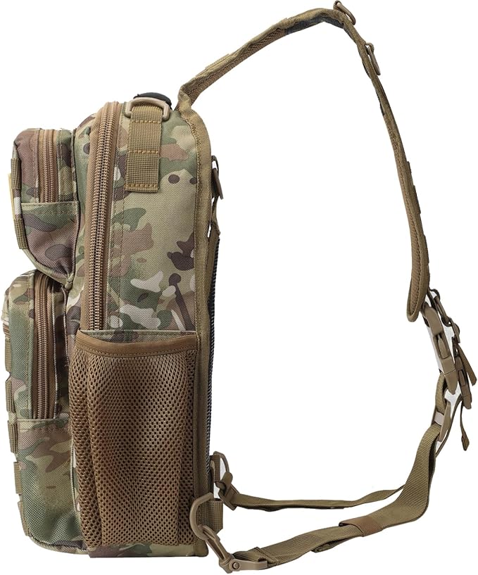Tactical Shoulder Sling Bag Small Chest Pack 13L Backpack for Men Outdoor Sports CP Camo