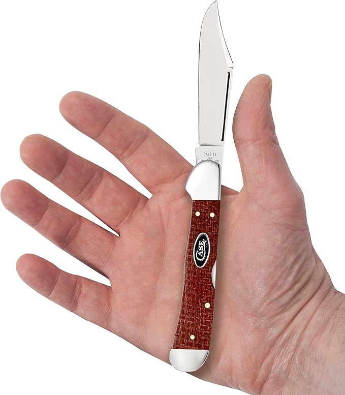 Case XX Pocket Knife COPPERLOCK - DARK RED BURLAP MICARTA Item #12275-101549L CS - Length Closed: 4 1/4Inches