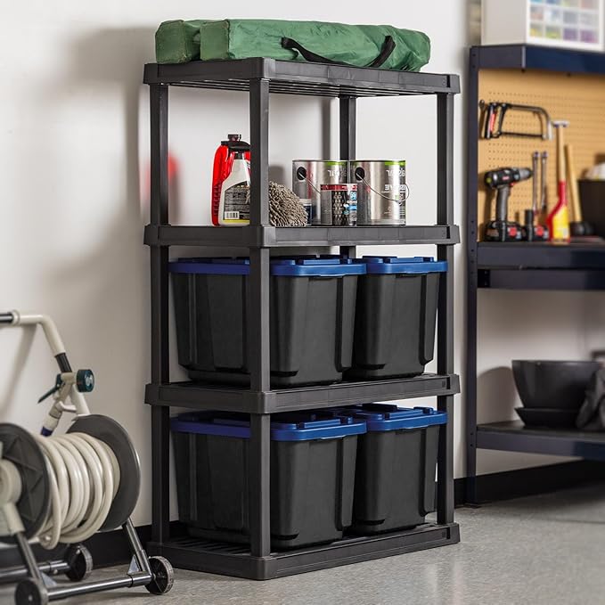 4 Pack 48QT Heavy Duty Plastic Storage Bins with Latching Lids Stackable Containers with Reinforced Handles for Garage Home Basement &amp Shed Organization
