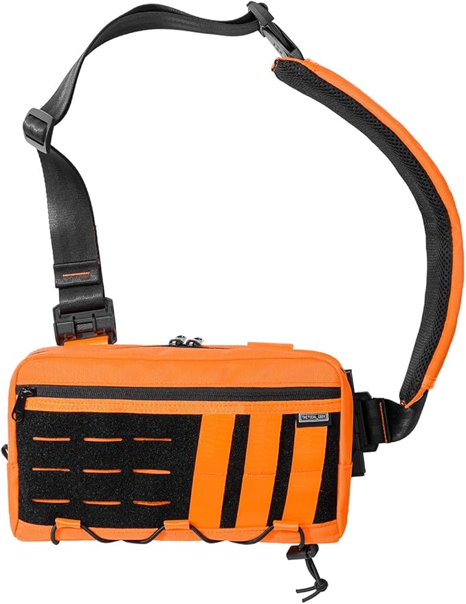 TACTICAL_GEEK Crossbody Shoulder Bag Multipurpose Daypack Chest Backpack Casual Sling Bag for Men &amp Women (L3C-Orange)