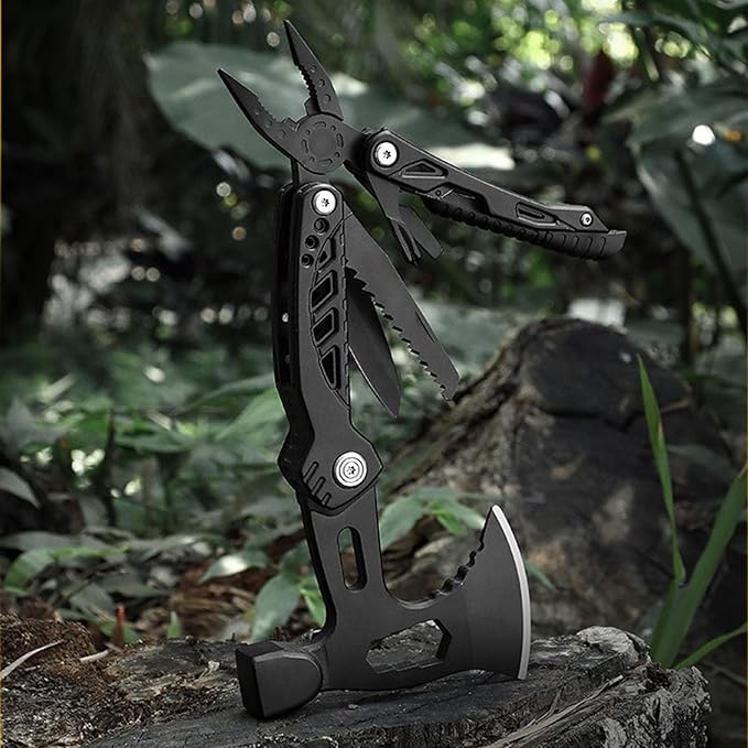 Multifunctional Hammer Axe Bottle Opener Compact Multifunctional Axe Portable Ergonomic Handle Labour-Saving with Whistle for Survival Hiking