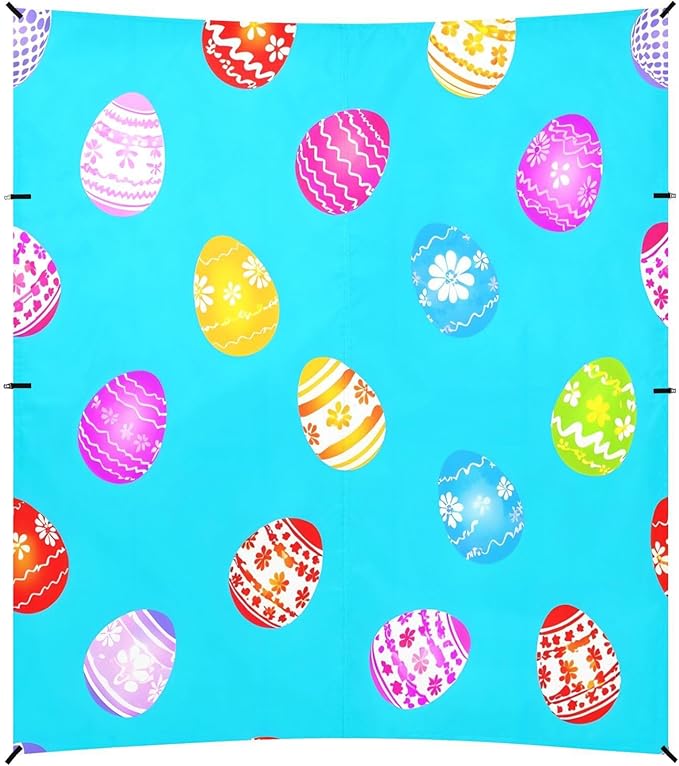 Easter Eggs Blue Beach Tent Sun Shelter Set UPF50+ UV Protection 10.5 x 9.19 FT Camping Shade Canopy with Sandbags Sand Anchors Carrying Bag and Others