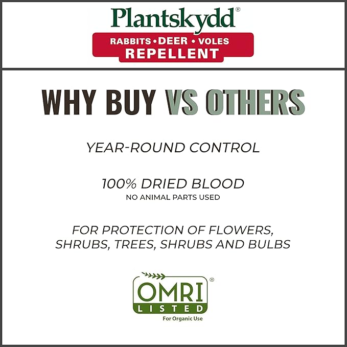 Plantskydd Animal Repellent - Repels Deer Rabbits Elk Moose Hares Voles Squirrels Chipmunks and Other Herbivores Wettable Powder Concentrate - 1 LB Box - Makes 1 Gallon Liquid (PSP-R1)