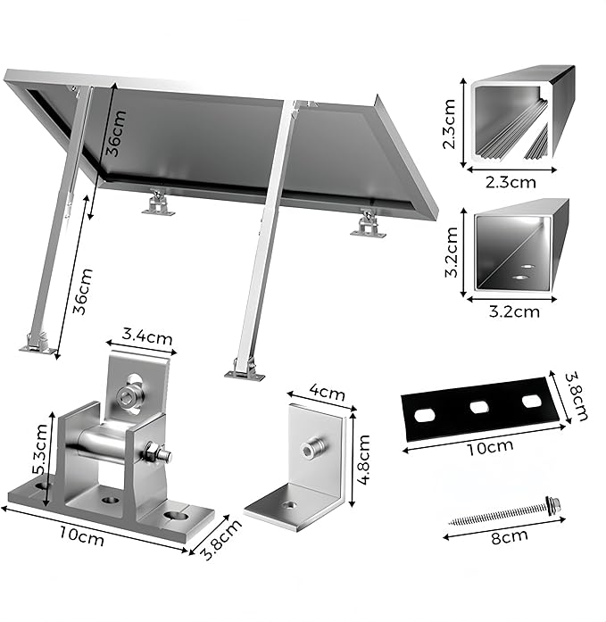 2 Set Solar Panel Tilt Mounting Brackets 15-30° Adjustable Solar Panel Stands Aluminum Alloy RV Solar Panel Ground Roof Mounting Kits for 50W 70W 100W 150W 200W 300W 400W Panels 14.1”-28.3”