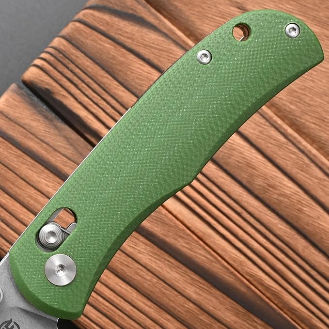 FF22 Folding Pocket Knife VG10 Steel Blade G10 Handle Full Tang Knife for Outdoor Camping Hunting Hiking Survival (Green)