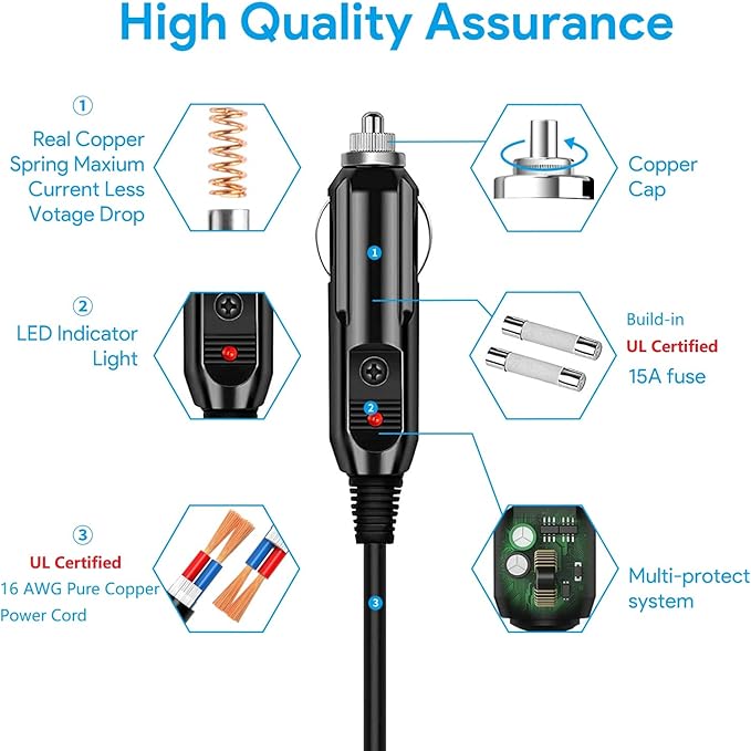 10Ft XT60i Car Charging Cable for EF ECOFLOW River Delta 3 2 Pro Max Plus Anker SOLIX Series DJI Power 1000 500 BLUETTI AC70 AC50B EB55 Allpowers &amp Many Portable Power Station with XT60/XT60i Plug