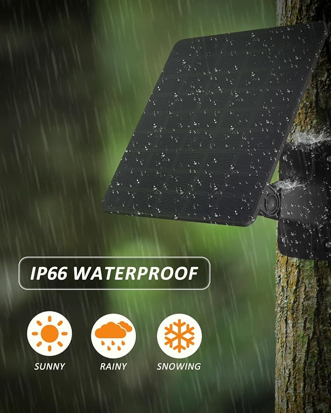 Trail Camera Solar Panel WingHome 5000mAh Built-in Battery 12V/1A &amp 6V/1.5A Output IP66 Waterproof High-Efficiency Power Durable Solar Charger Supply for Outdoor Wildlife Monitoring