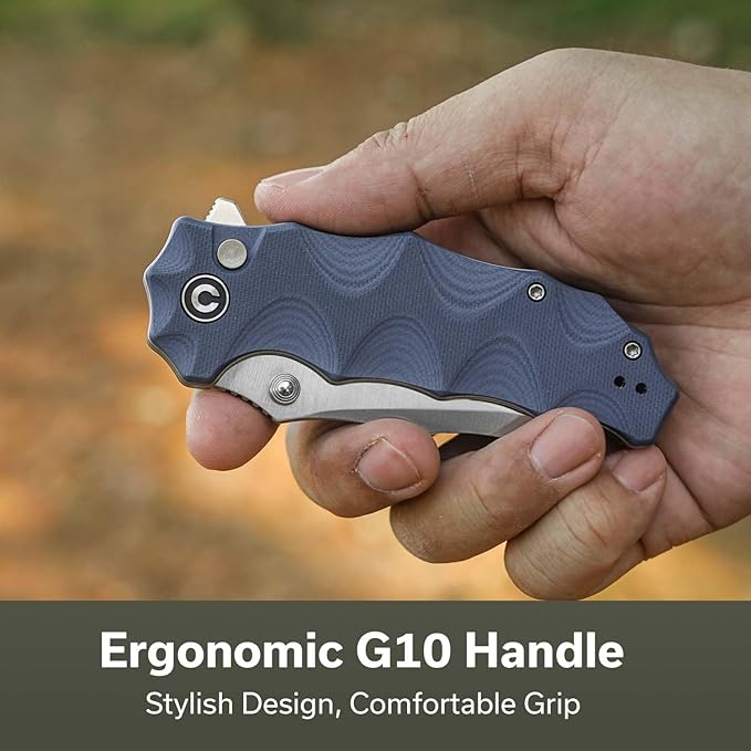 CIVIVI Natterjack Pocket Folding Knife 3.19 14C28N Blade G10 Handle with Reversible Clip Thumb Stud &amp Flipper Opener Knife for Camping Hiking EDC C24028-2 (Neutral Blue)