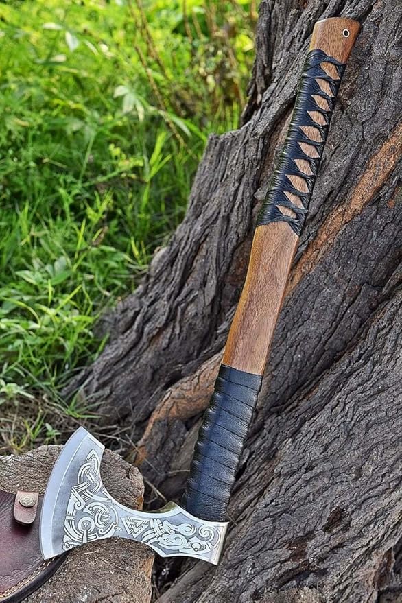 Handmade Carbon Steel Viking Axe for Hunting Bearded Camping Axe Outdoor Camping Axe