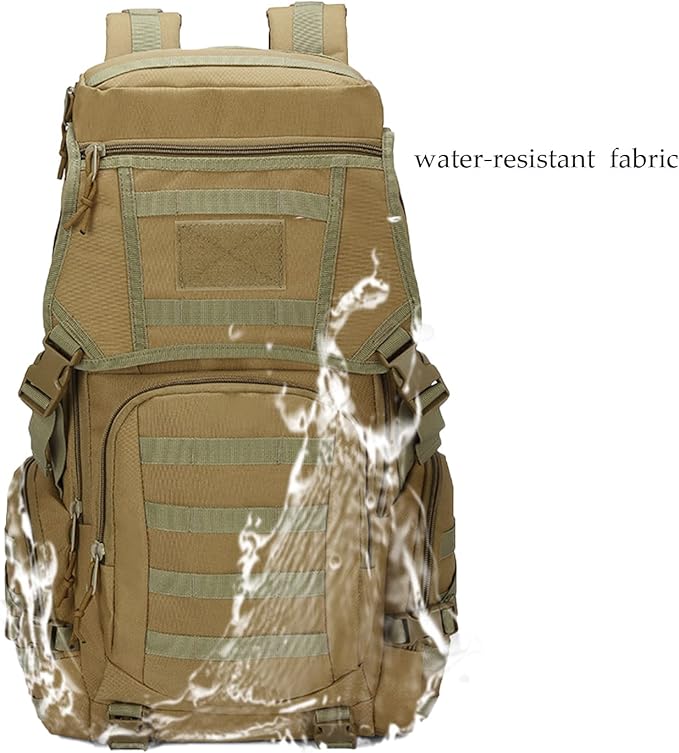 Hiking Backpack Men Large Tactical Travel Camping Survival Bug Out 3 Day Assault Bag Dayback Rucksack for Women (Khaki)