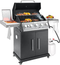 Propane Gas Grill 5+1 Stainless Steel Barbecue Grill with Infrared Side Burner for Outdoor Cooking