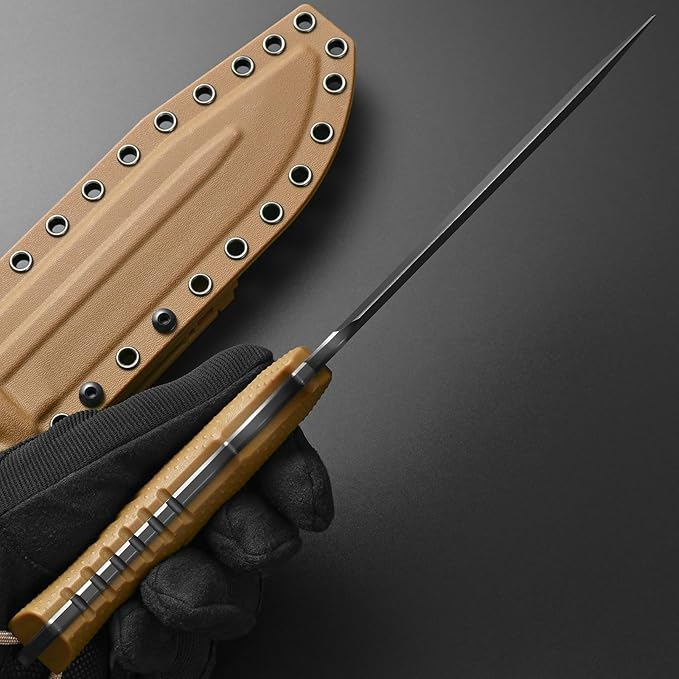 Gtkii GTK2 Fixed Blade Knife AUS-10 Steel Blade Nylon Fiberglass Handle Full Tang EDC Tool Knifes for Outdoor Camping Survival Adventure Bushcraft (brown)