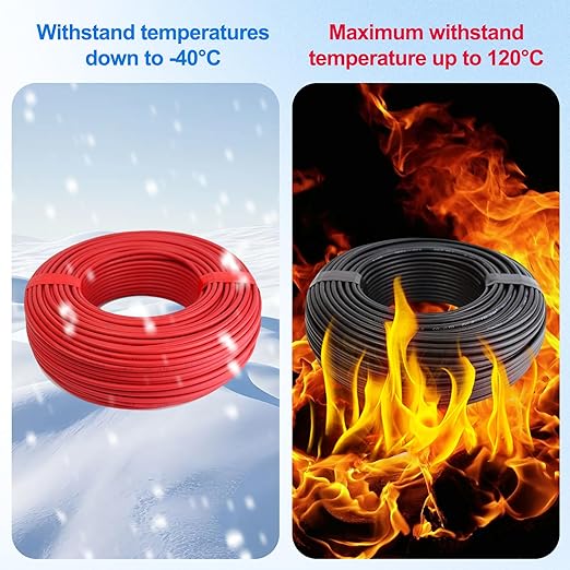 8AWG (10mm²) 30FT Solar Extension Cables 1500V Tinned Copper PV Wire with 1.5KV 70A IP68 Male and Female Connectors for Solar Panel Photovoltaic Solar System