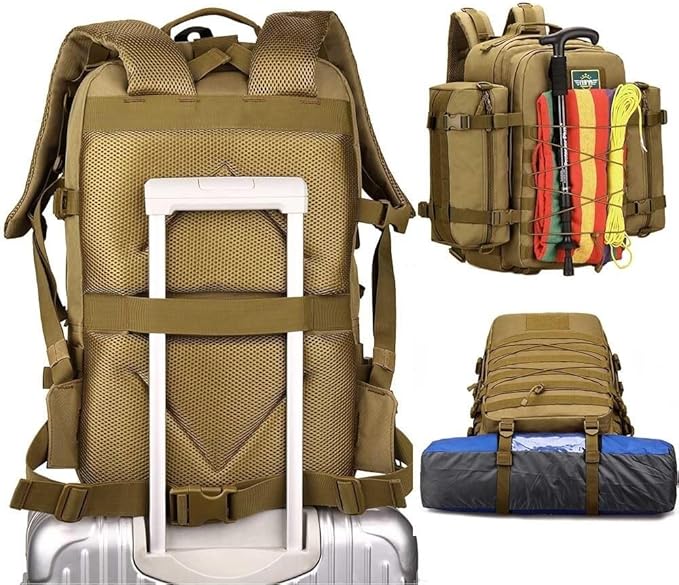 Jungle Leopard 45L Backpack Tactical Hunting Molle Rucksack Travel Hiking Camping Climbing Sport Large Shoulder Bag(CB)