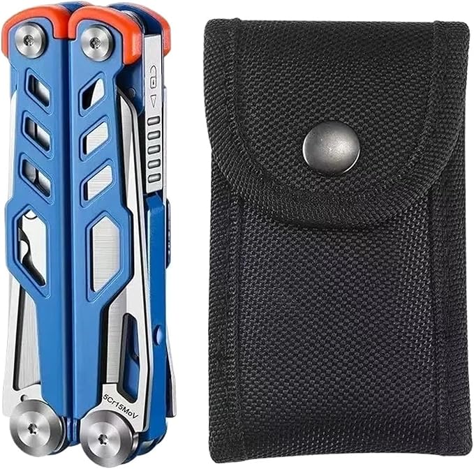 Multi Functional Stainless Steel Outdoor Emergency Knife Shear Combination Pointed Nose Camping Hiking Pliers(Blue)