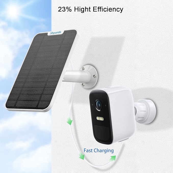 4W Solar Panel Charging Compatible with Eufycam 3/3C/2C/2C Pro/2/2 Pro/E20/E40/E/S40/S220/S300/L40/L20 with 13.1ft Waterproof Charging Cable IP65 WeatherproofIncludes Secure Wall Mount(3-Pack)