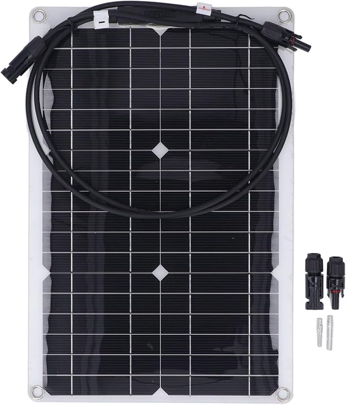 20W 18V Flexible Solar Panel Monocrystalline Solar c harge Board for 12V Battery Security Camera System Marine RV Cabin Van Car Compact and Lightweight