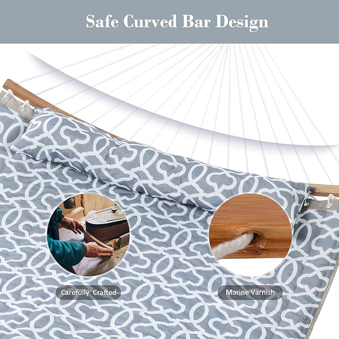SUNCREAT Hammocks for Outside with Stand Freestanding Hammock with Frame 450 lbs Capacity Grey Pattern