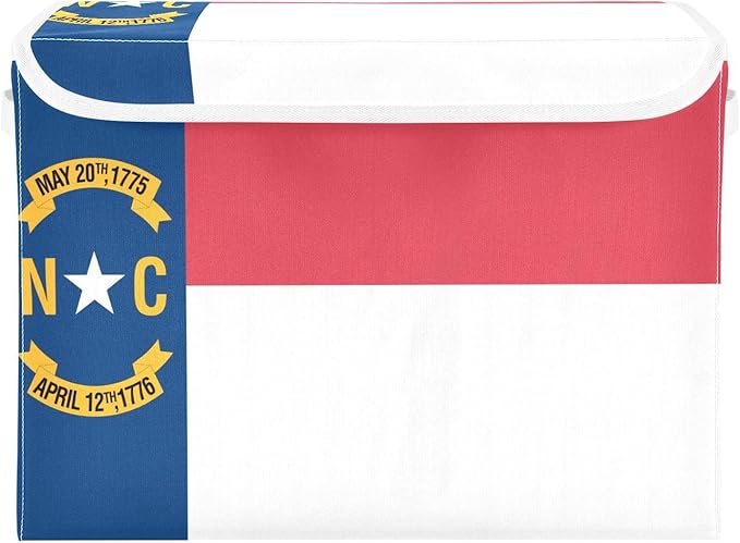 Nc North Carolina State Flag Storage Bin with Lid Stackable Organization Bins Shoe Boxes with Lids for Office Supplies