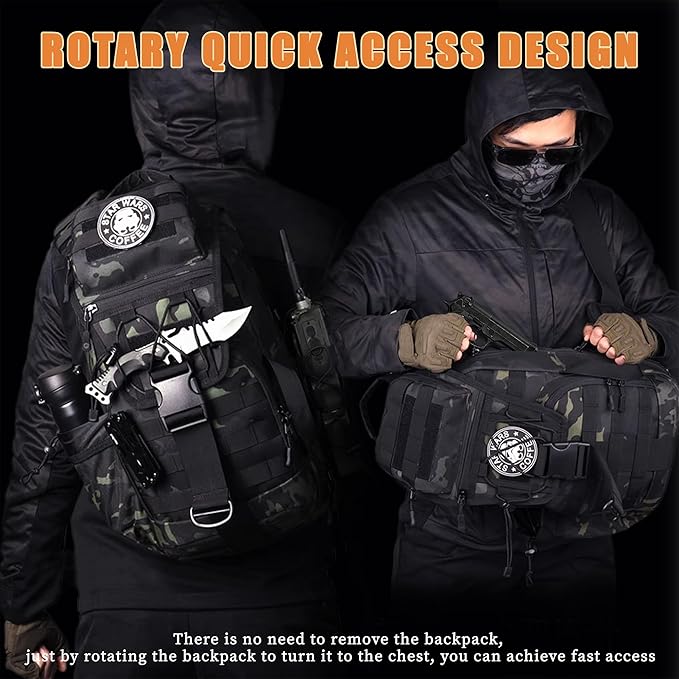 Tactical Sling Bag for Men Large Tactical Shoulder Bag with Bottle Holder Cross Body Bag Chest EDC Bag For Camping Hiking Trekking Daypack