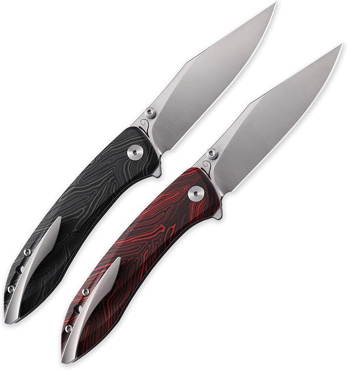 Petrified fish PFE08 Grow Folding Knife3.62 K110 Satin Blade 3.8oz G10 Handle Button Lock Pocket Knife for EDC (Green G10)
