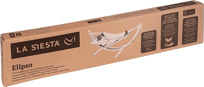 LA SIESTA® Elipso Nature Wood Hammock Stand for Indoor and Outdoor FSC-Certified Larch Wood Stand Wooden Hammock Stand only for Double Hammocks Heavy Duty Hammock Stand Hammock Frame - Double Size