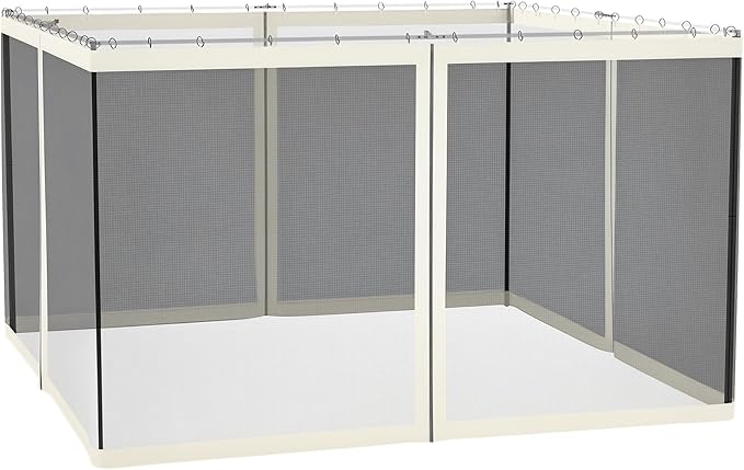 Outsunny 10' x 12' Universal Replacement Mesh Sidewall Netting for Patio Gazebos and Canopy Tents with Zippers Sidewall Only White