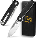 Sitivien ST131 Folding KnifeD2 Blade G10 Handle EDC Tool Knife with Liner Lock for Outdoor Camping Hiking Fishing(Black)