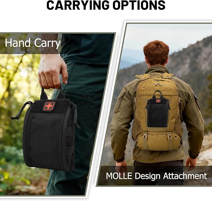 Jueachy Tactical Backpack with Lunch Box for Men: Laptop Compartment Bookbag+Tactical Medical Pouch Molle IFAK: First Aid Pouches Kit Empty