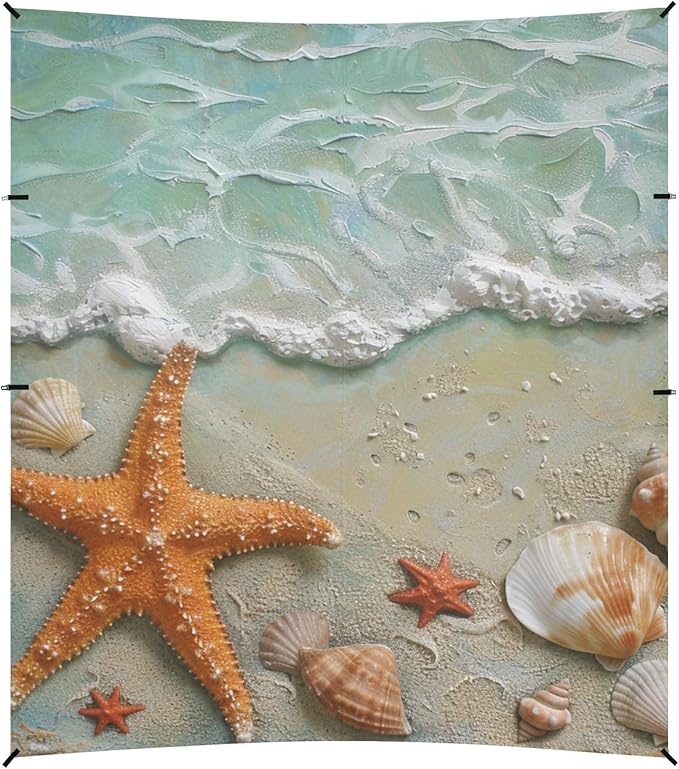 ALAZA Starfish Seashells Sands Beach Tent Sun Shelter Portable Canopy Sunshade for Outdoor Camping Picnics Backyard Fun 10x9 ft
