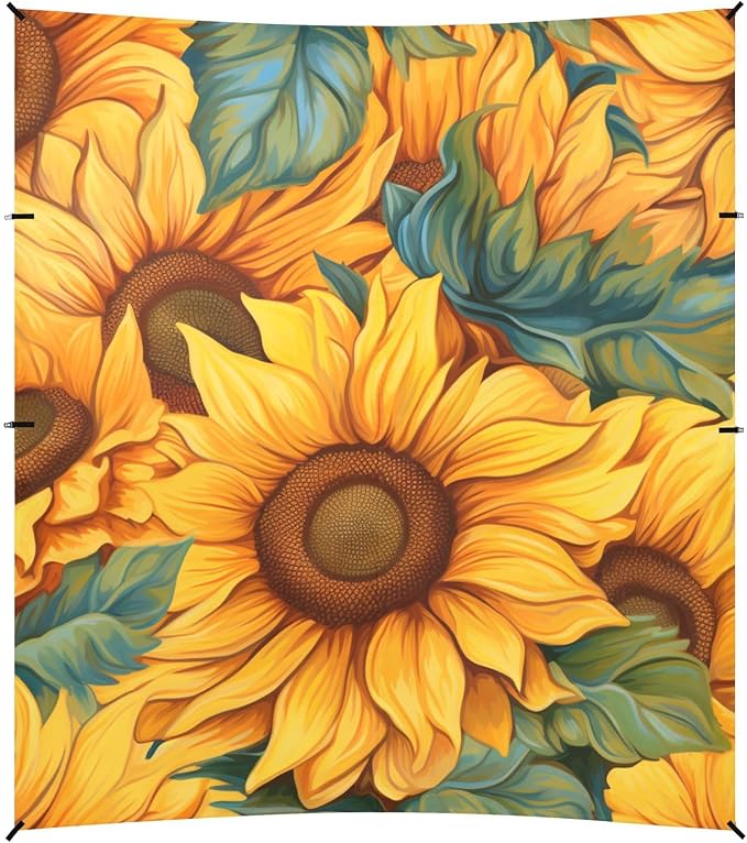 ALAZA Watercolor Sunflower Floral Beach Tent Sun Shelter Portable Canopy Sunshade for Outdoor Camping Picnics Backyard Fun 10x9 ft