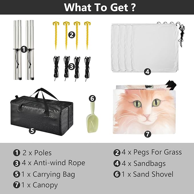 ALAZA Watercolor Cats Kitten Beach Tent Sun Shelter UPF50+ Protection Beach Shade Canopy w/ 4 Sandbags for Outdoor Camping Fishing Backyard Fun Picnic 10x9 ft