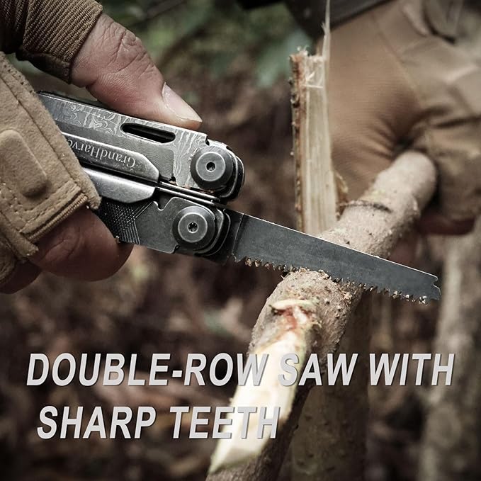 Multitool 25-in-1 Spring Loaded Pliers Multi Tool Each Tools with Safety Lock-Stainless Steel Multi-Tool Propylene Sheath Survival Gear for Camping Hiking Multi Plier Pocket Knife