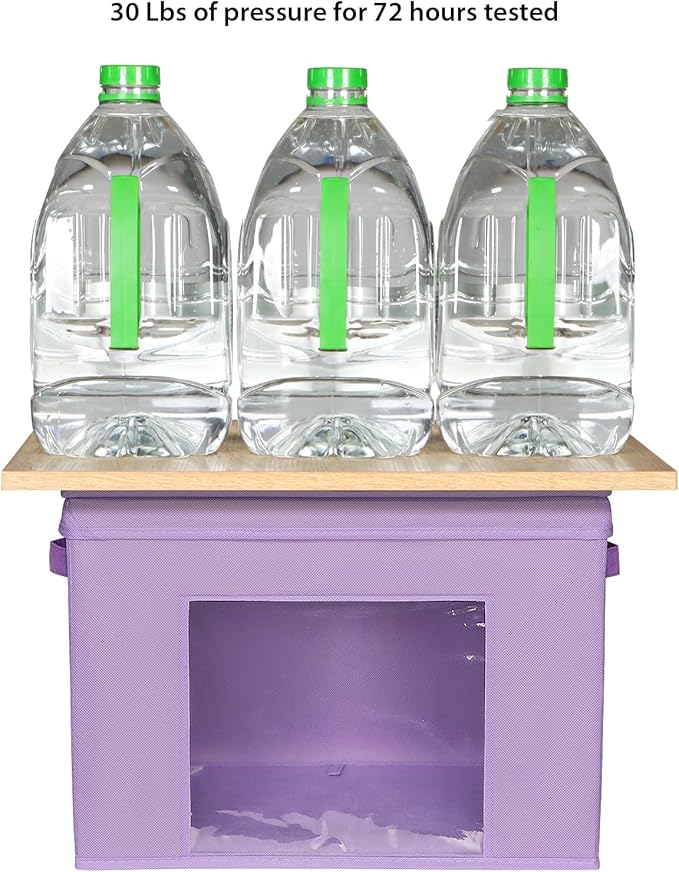 Univivi Foldable Fabric Storage Boxes Large Storage Bins with Lids [4-Pack] Collapsible Storage Cubes Organizer Containers Organization Baskets for Home Bedroom Closet (Purple 17“ x 12” x 12)