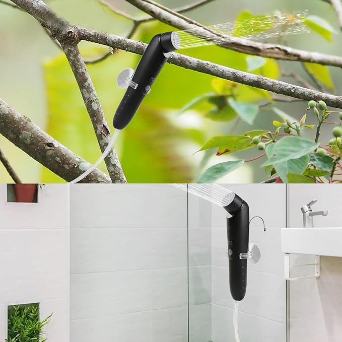 Portable Outdoor Shower Handheld Electric Shower+8L Water Bag IPX6 Waterproof USB Charging Compact and Lightweight Suitable for Outdoor Camping Beach Shower Hiking pet Bathroom