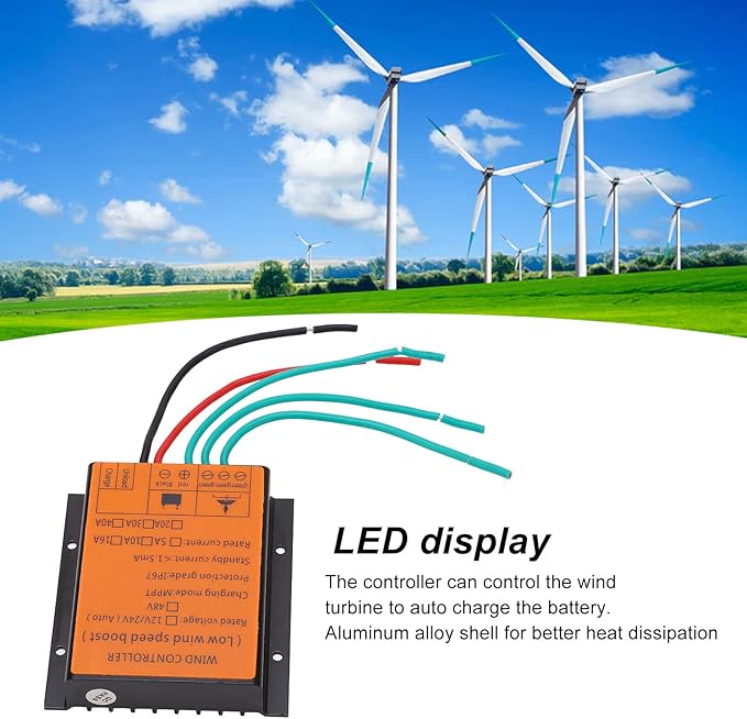 Wind Turbine Controller HIGH Efficiency MPPT Smart Charging for Gel Battery 48V (500W)