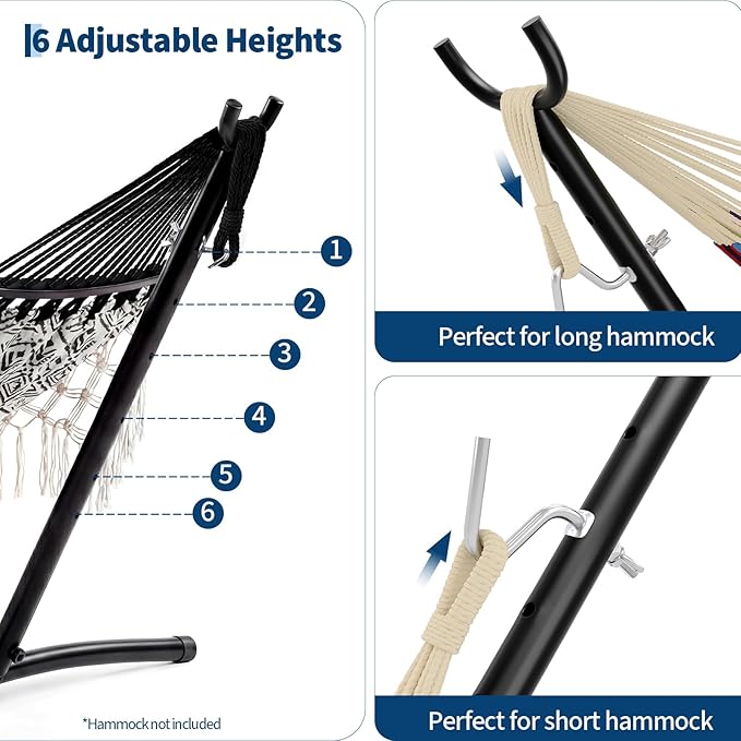 9FT Heavy Duty Adjustable Steel Hammock Stand 450 LBS Capacity Outdoor Hammock Frame Weather Resistant &amp Easy to Assemble for Patio Yard Garden