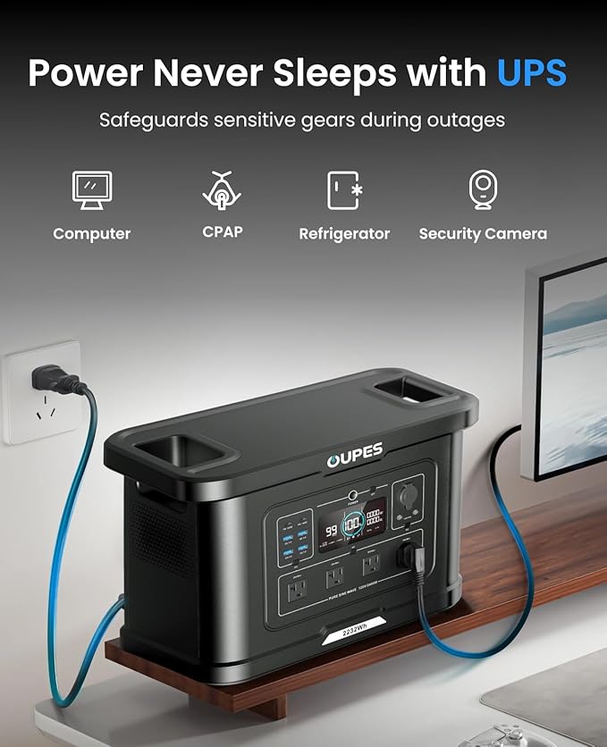 OUPES Exodus 2400 Solar Generator with 100W Panels LiFePO4 Power Station for Camping RVs Home Backup &amp Off-Grid Adventures