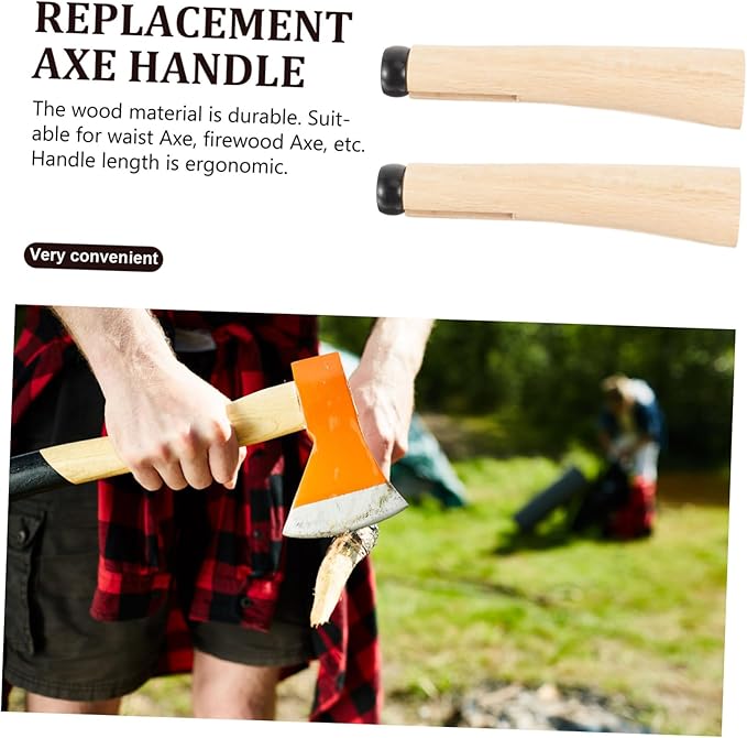 Hemoton 2-Pack Ergonomic Wooden Axe Handle Replacement for Outdoor Use Sturdy Hardwood Grip Compatible Hatchets and Axes